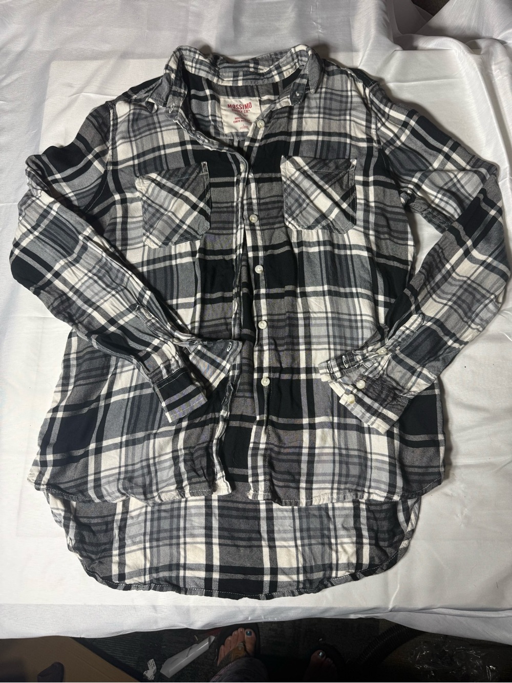 Mossimo Supply Co. Black‎ & White Plaid Button-Up Shirt - women’s